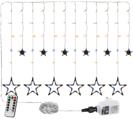 Csillag LED fényfüggöny 2 m - 12db csillaggal. hideg-meleg fehér Csillag LED fényfüggöny 2 m - 12db csillaggal. hideg-meleg fehér