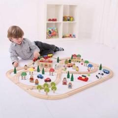 Bigjigs Toys Čajová puntikovaná sada v piknikovém koši