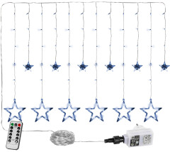 Csillag LED fényfüggöny 2 m - 12db csillaggal, hideg fehér