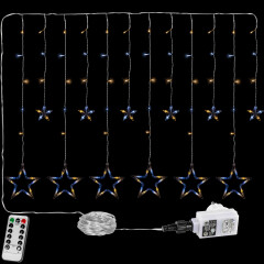 Csillag LED fényfüggöny 2 m - 12db csillaggal. hideg-meleg fehér