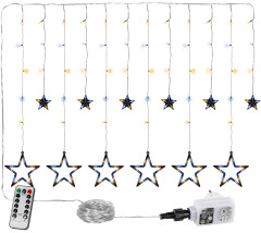 Csillag LED fényfüggöny 2 m - 12db csillaggal  | hideg-meleg fehér