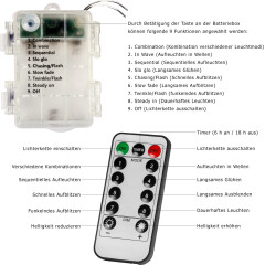 Dekoratív elemes LED világítás 5 m 50 dióda + távirányító, hideg fehér