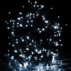 Karácsonyi LED fényfüzér 20 m 200 dióda távirányítóval hideg fehér