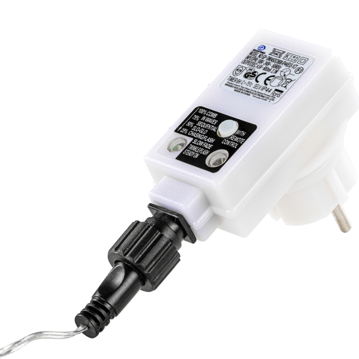 Karácsonyi LED szolár fénycső 10 m 100 db dióda, meleg fehér Karácsonyi LED fényfüzér 20 m 200 dióda távirányítóval hideg fehér