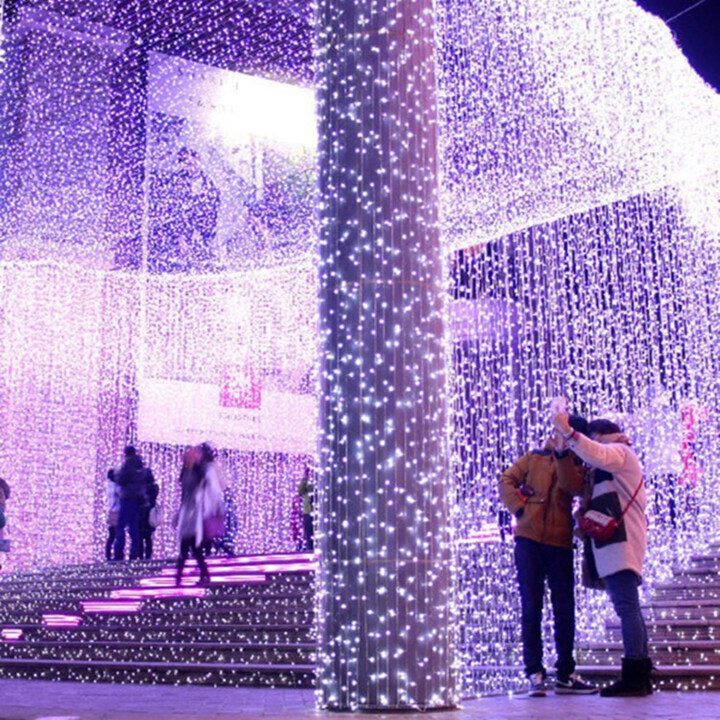 Karácsonyi LED fényfüggöny 3 x 6 m 600 dióda, hideg fehér
