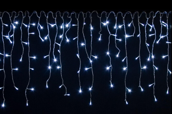 Karácsonyi LED fényfüzér jégcsap 15 m 600 dióda, hideg fehér